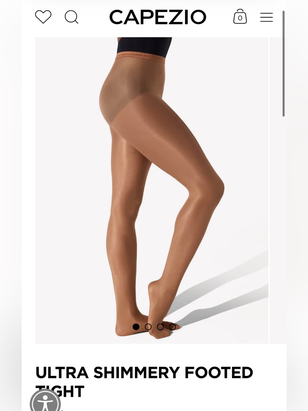 Capezio Ultra Shimmery Footed Tights - Maple (Size Large)